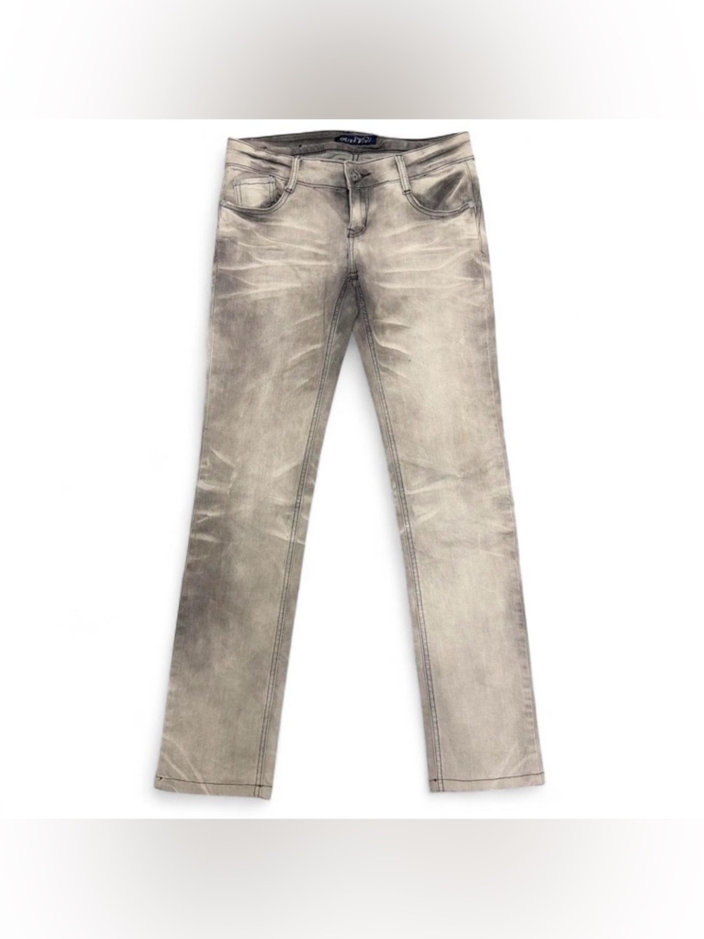 Miss Vivi Straight Leg Washed Jeans in Light Gray